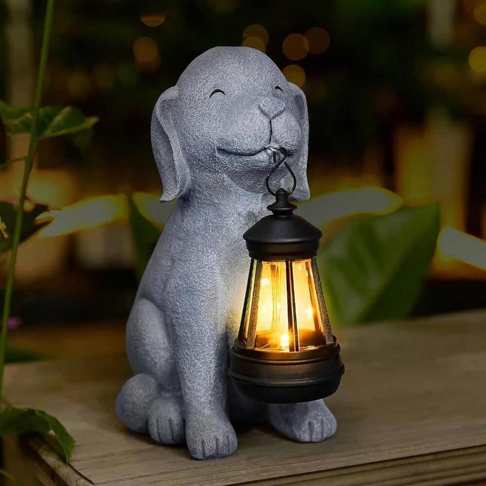 Solar Dog Statues For Garden Decorations, Solar Garden Gifts Statues For Patio,